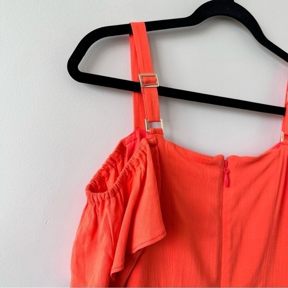 GUESS-COLD Shoulder Bright Orange Mini Dress (Size:Small) - Picture 9 of 16